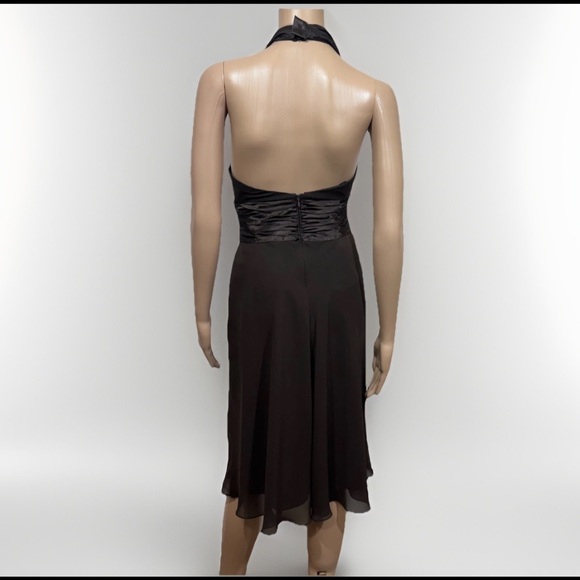 Vintage Womens Y2K Brown Babydoll Halter Neck Dress Size 8 Fairy Whimsical - Picture 5 of 8